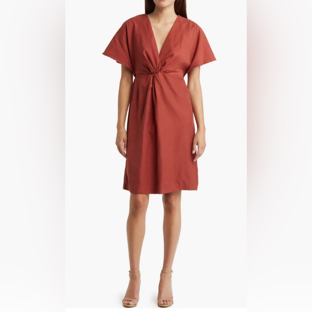 Julia Jordan burnt orange dress twist front size 2
